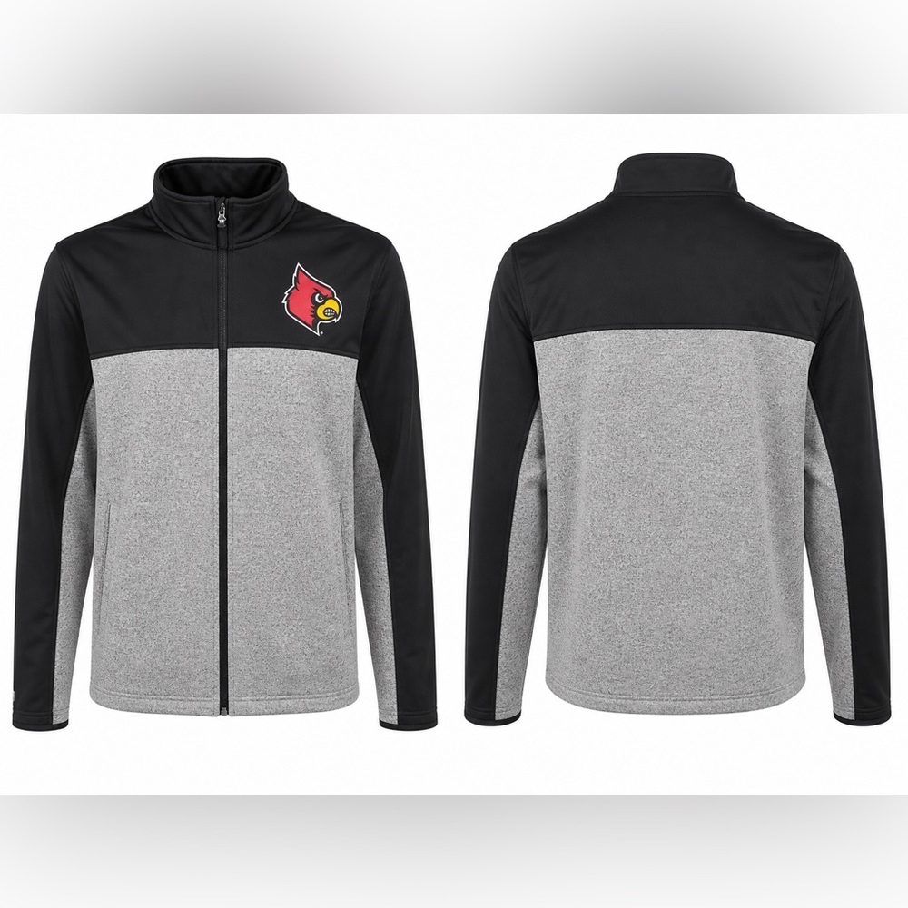 Louisville Cardinals Full Zip Jacket Black Gray Men’s Athletic Track Jacket